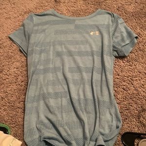 blue athletic under armor t shirt